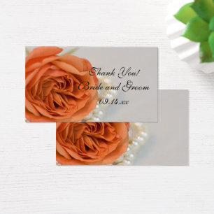 Orange Rose and White Pearls Wedding Favour Tags