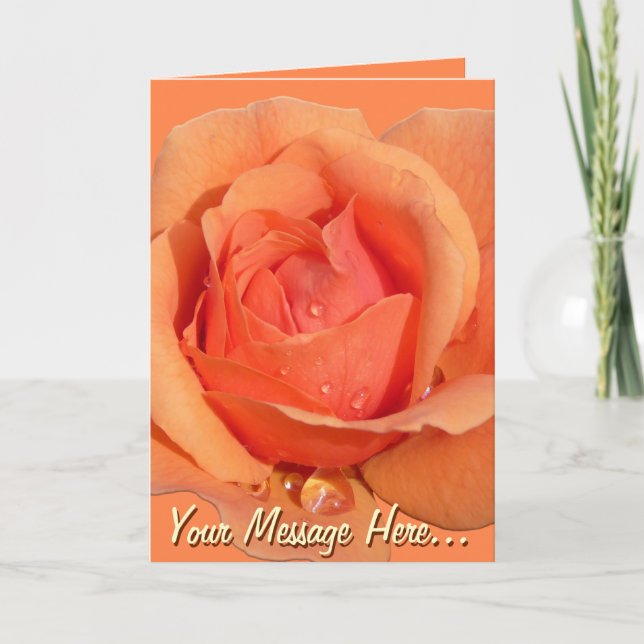 Orange Rose Card Rose  Personalised Flower Card (Front)