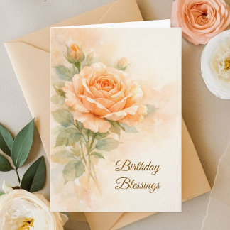 Orange Rose Christian Birthday Card