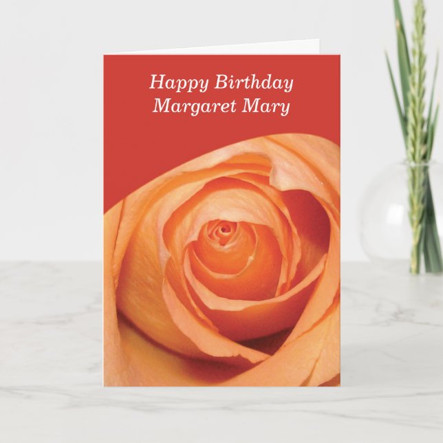 Orange Rose Custom Name Religious Birthday Card (Front)