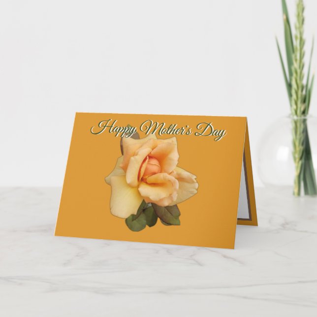 Orange Rose Cutout Photo Orange Mothers Day Card (Front)