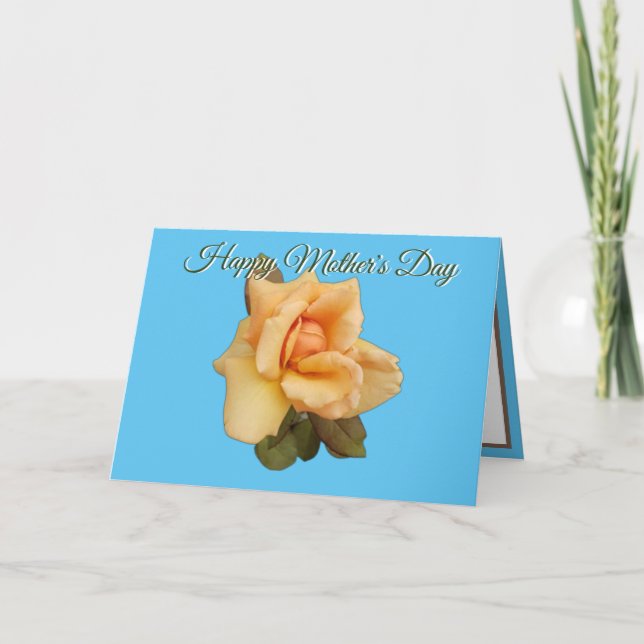 Orange Rose Cutout Photo Sky Blue Mothers Day Card (Front)