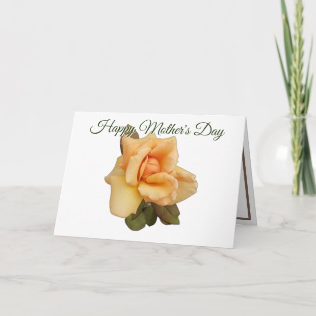 Orange Rose Cutout Photo White Mothers Day Card (Front)