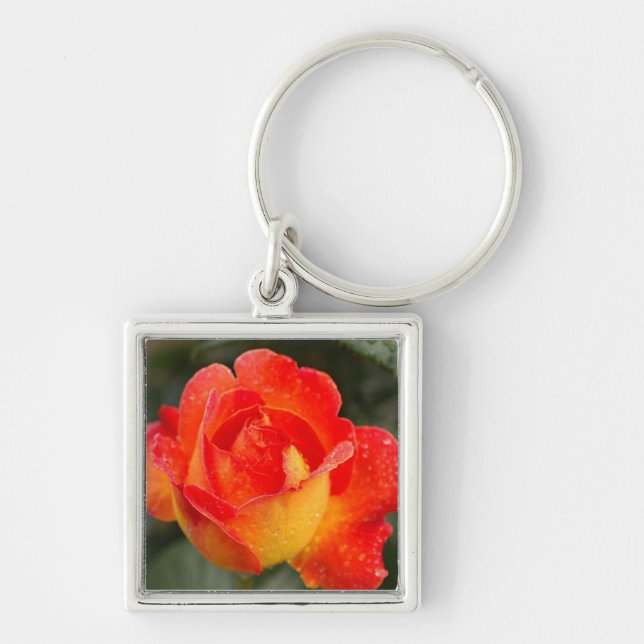 Orange Rose Floral Key Ring (Front)