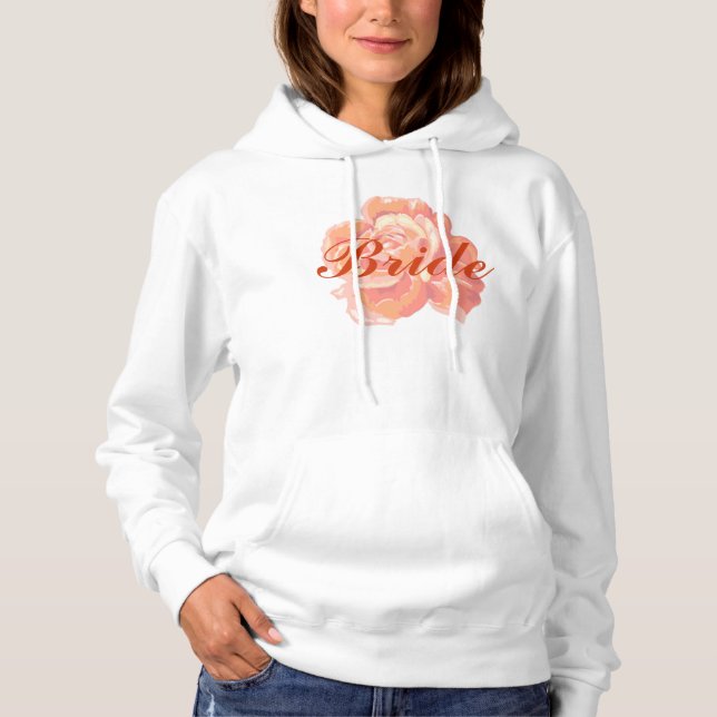 Orange rose floral print hoodie (Front)