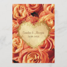Orange  Rose Floral Wedding Invitation