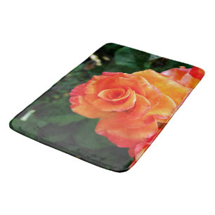 Orange rose flower bath mat