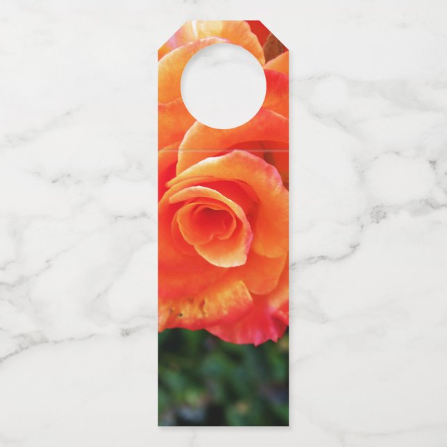 Orange rose flower bottle tag (Front)