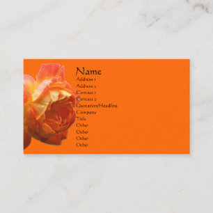 Orange Rose Flower Business Card