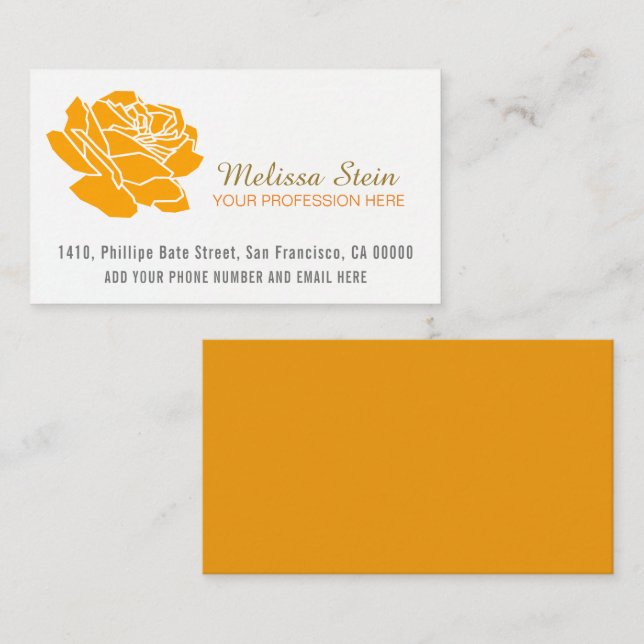 orange rose flower business card (Front/Back)