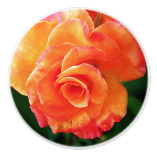 Orange rose flower ceramic knob