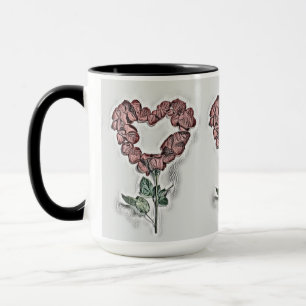 Orange Rose flower Heart Vintage Drawing   Mug