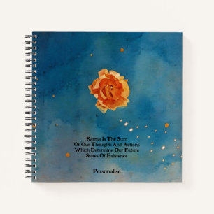 Orange Rose Flower Karma Quote Blue Sky Journal