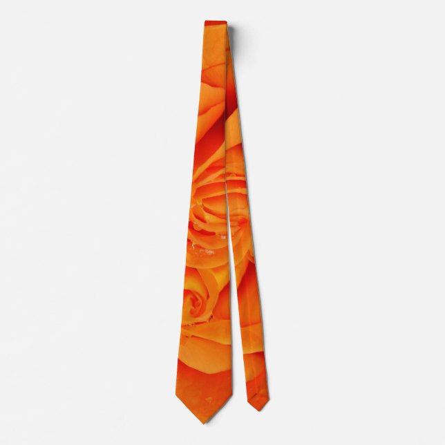 Orange rose flower  rockabilly neck tie (Front)