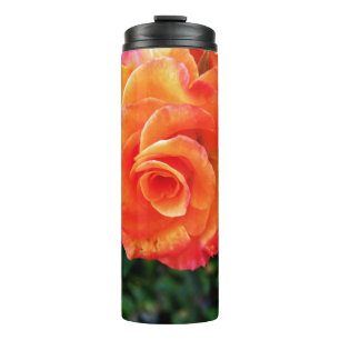 Orange rose flower thermal tumbler