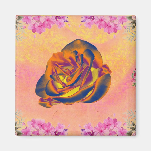 Orange Rose Fridge Magnet (Front)
