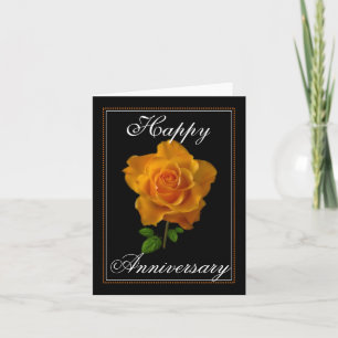 Orange Rose Happy Anniversary Greeting Card