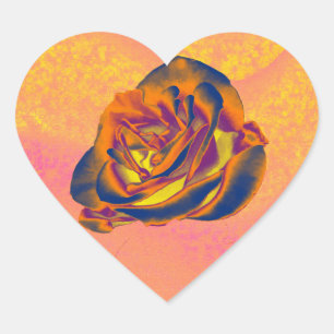 Orange Rose Heart Sticker