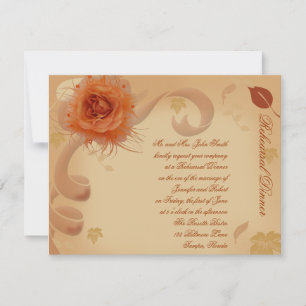 Orange Rose in the Fall Wedding Rehearsal Dinner Invitation