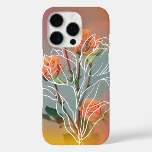 'Orange Rose & Line Art' iPhone 16 Pro Case