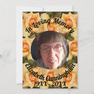 Orange Rose Loving Memory Photo Poem Memorial Invitation