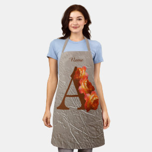 Orange Rose Monogram Initial A Personalised Apron