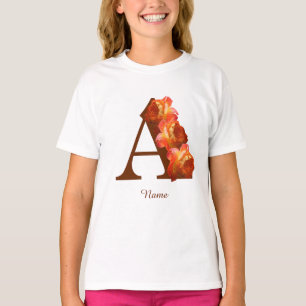 Orange Rose Monogram Initial A Personalised T-Shirt