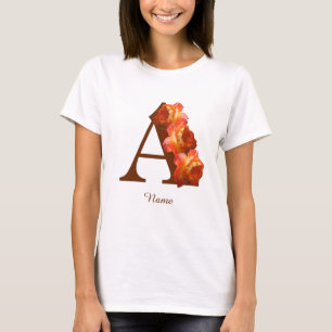 Orange Rose Monogram Initial A Personalised T-Shirt