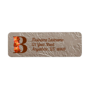 Orange Rose Monogram Initial B Address 