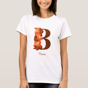 Orange Rose Monogram Initial B Personalised T-Shirt