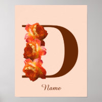 Orange Rose Monogram Initial D Personalised