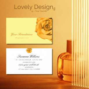 Orange Rose on Plain Peach White Simple Business Card