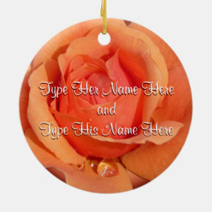 Orange Rose Ornament Personalised Rose Decoration