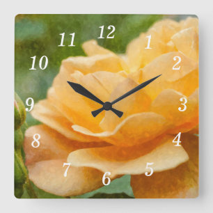 Orange Rose Painterly Wall Clock