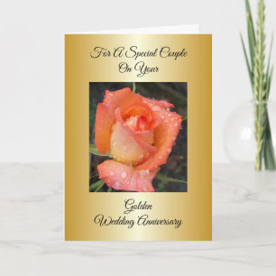 Orange Rose Personalised 50th Wedding Anniversary Card