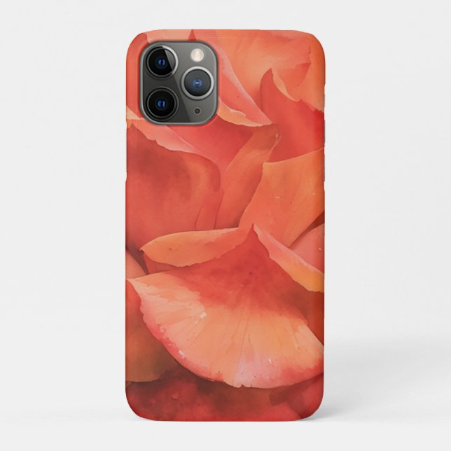 Orange Rose Petals Watercolor Style Art Phone Case (Back)