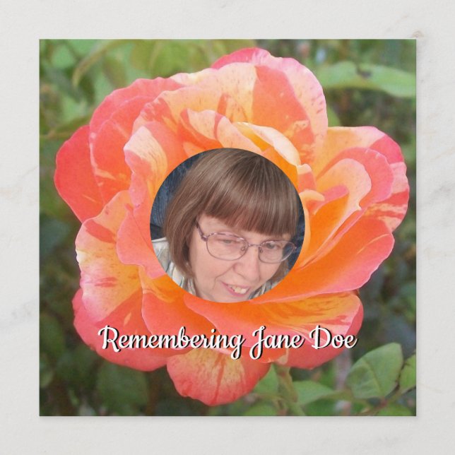 Orange Rose Photo Name Memorial Service   Programme (Front)