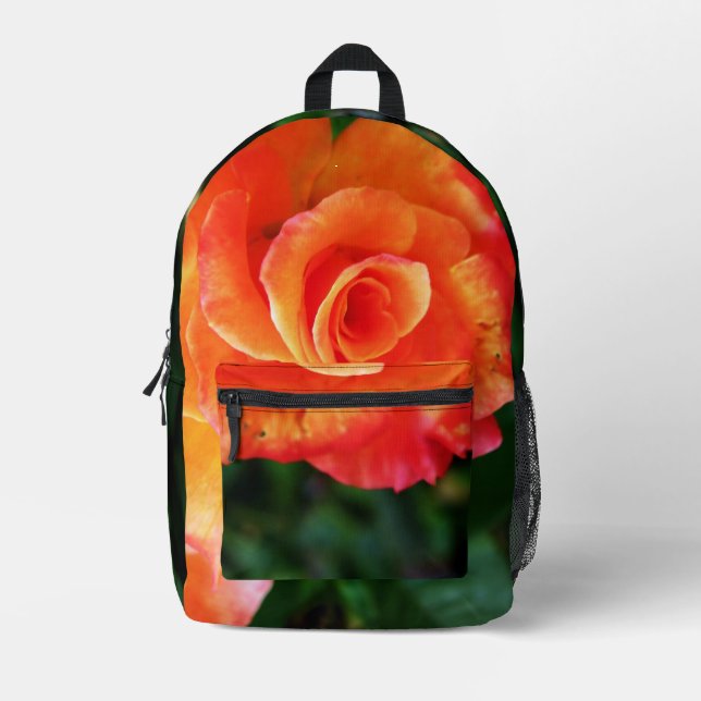 Orange rose    printed backpack (Front)