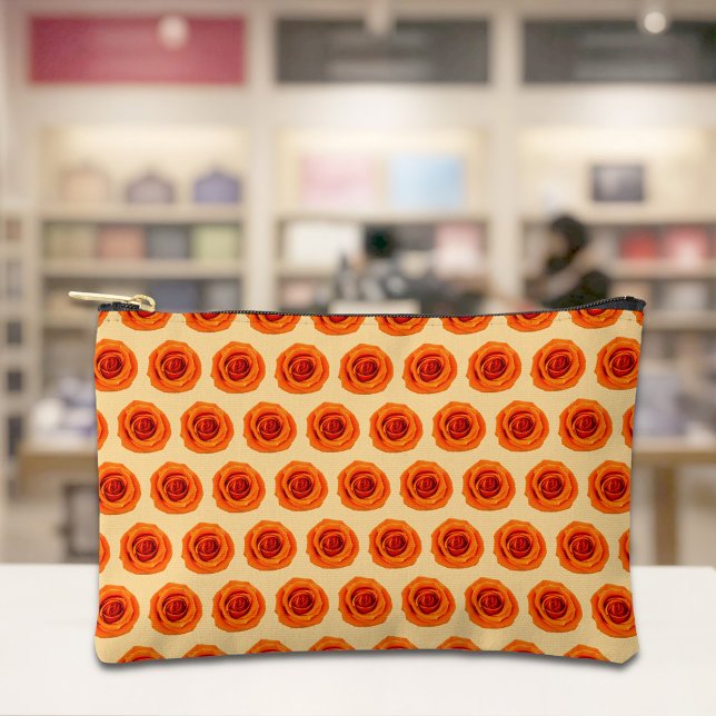 Orange Rose Seamless Pattern Pouch (Pouch with seamless pattern of an orange rose)