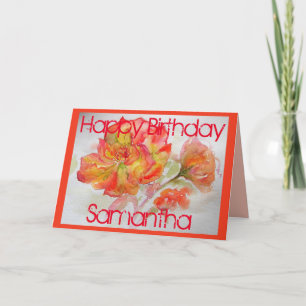 Orange Rose Watercolor Roses floral flowers Card