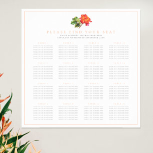 Orange rose wedding 16 table seating chart