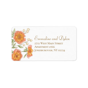 Orange Rose Wedding Address Labels