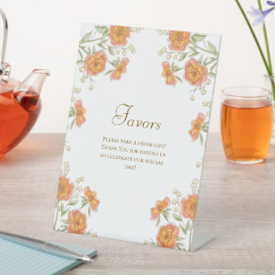 Orange Rose Wedding Favors Sign