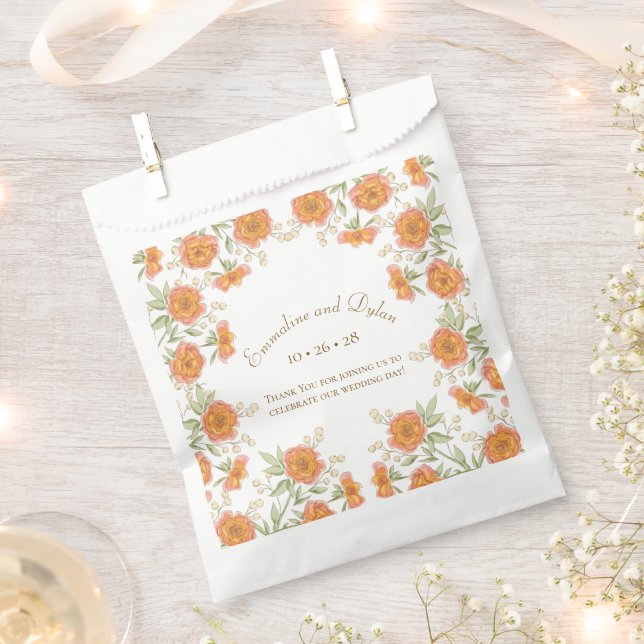 Orange Rose Wedding Favour Bags (Clipped)