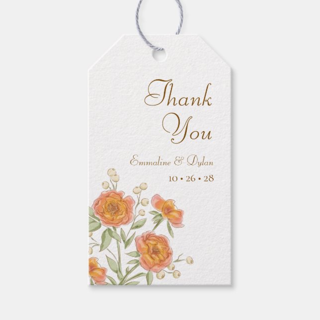 Orange Rose Wedding Gift Tags (Front)