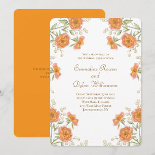 Orange Rose Wedding Invitation