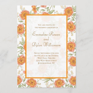 Orange Rose Wedding Invitation