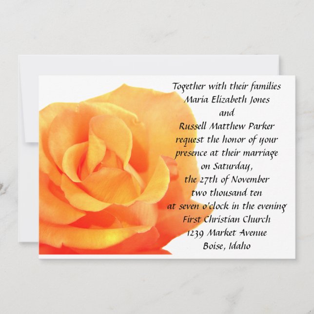 Orange Rose Wedding Invitation (Front)