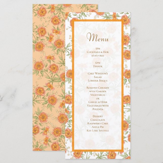 Orange Rose Wedding Menus (Front/Back)