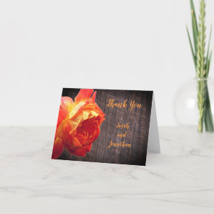 Orange Rose Wedding Personalised Thank You Card
